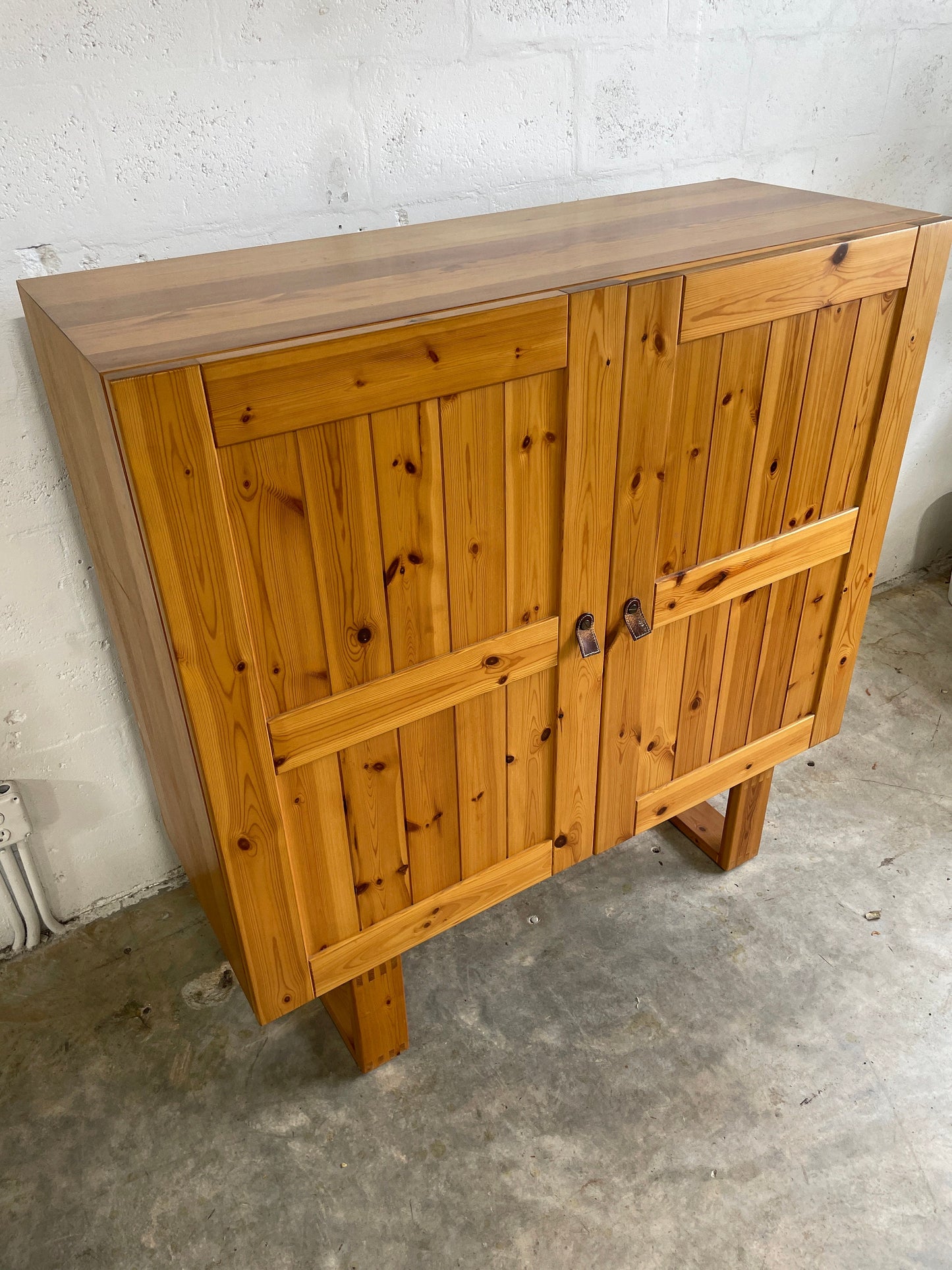 Danish Mid-Century Rustic Tall Bar Cabinet or Sideboard Pine