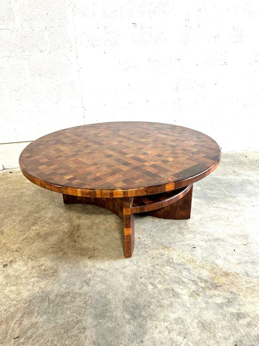 Rolf Middelboe Style Vintage Marquetry Checkered Coffee Table
