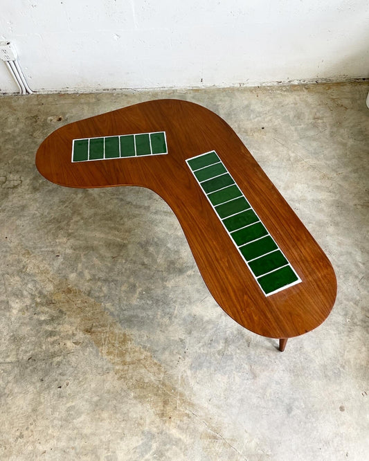 Mid Century Boomerang Coffee Table with Tile