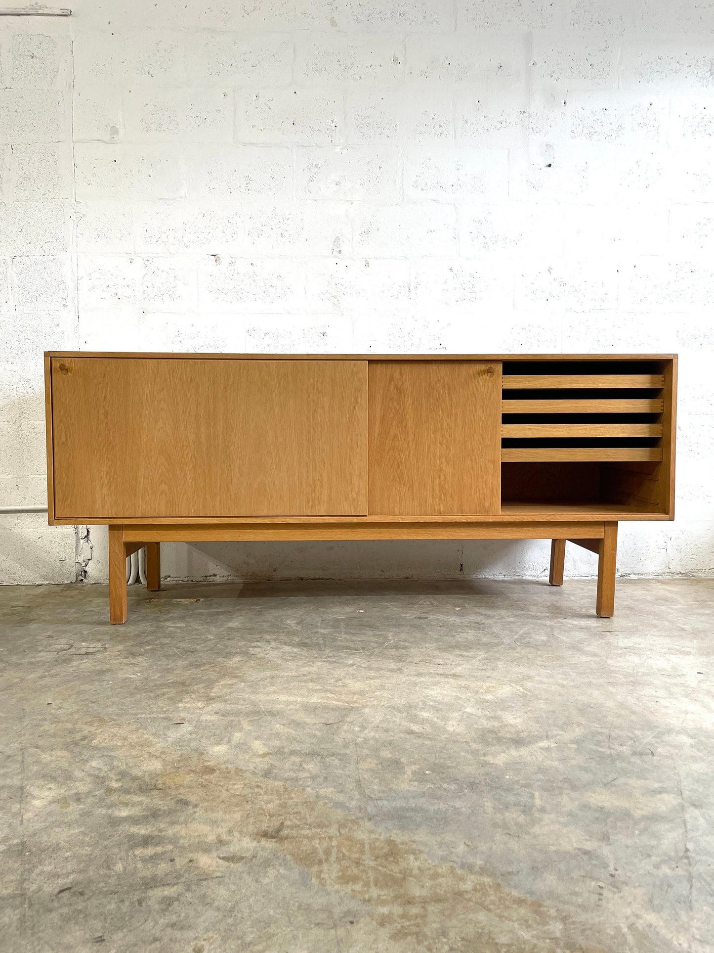 Danish Mid Century Modern Oak Credenza or Media Console