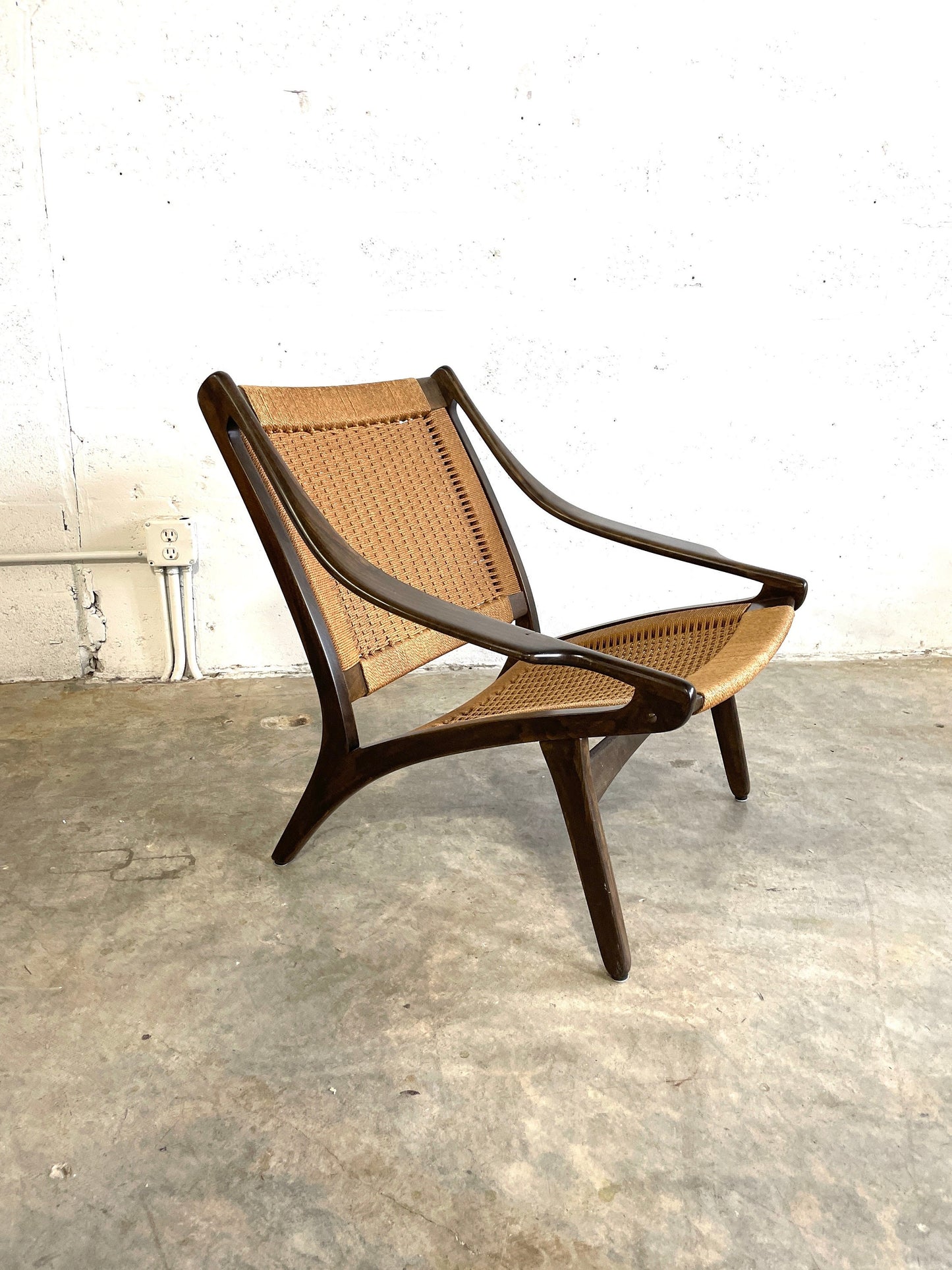 Rare ILLUM WIKKELSO for N Eilersen Woven Lounge Chair Danish Modern