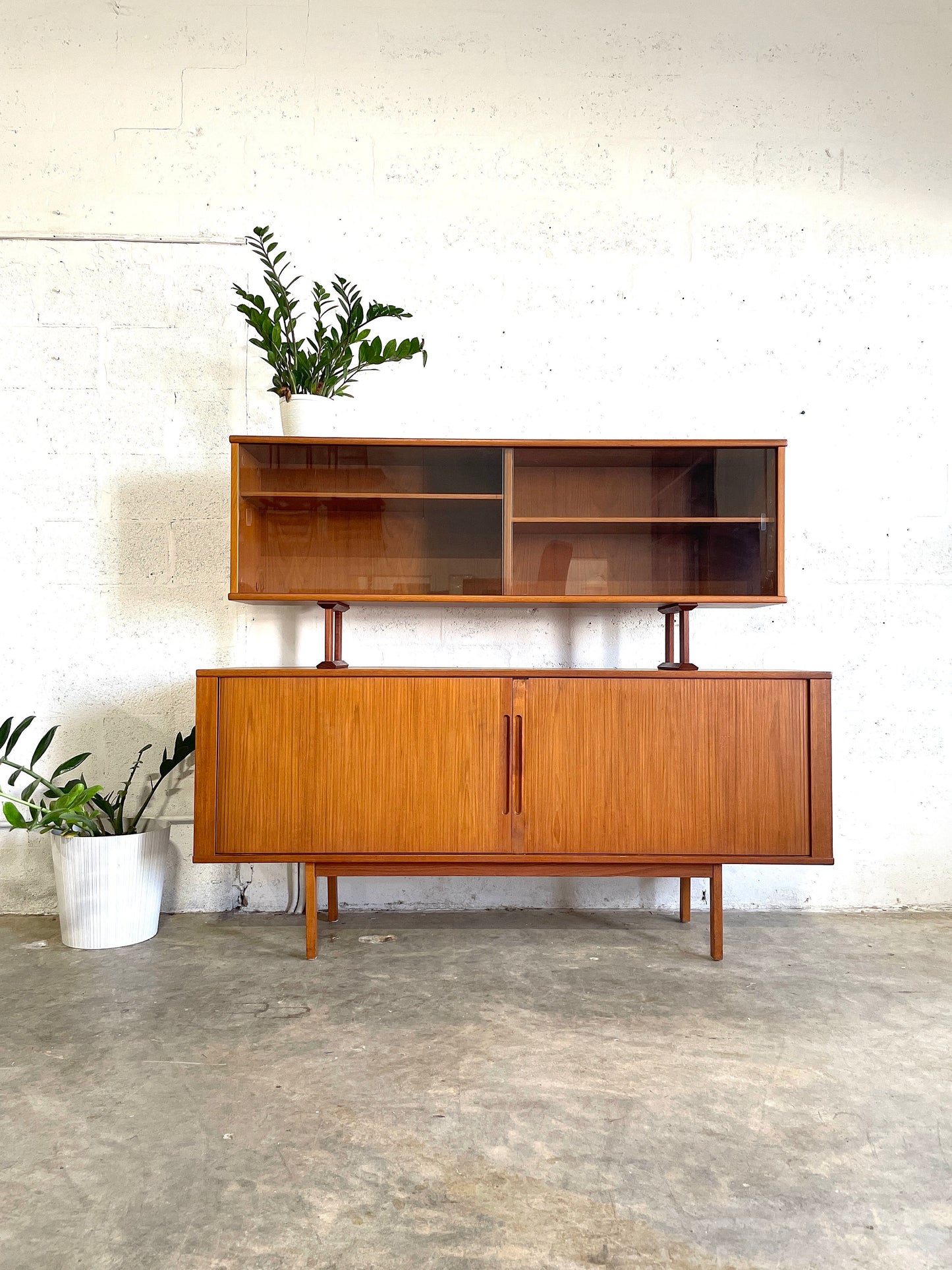 Danish Mid Century Modern Credenza and Hutch or China Cabinet