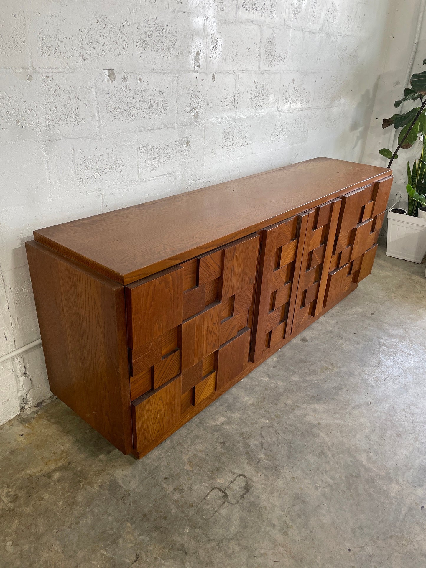 Mid Century Brutalist Credenza or Dresser by Lane