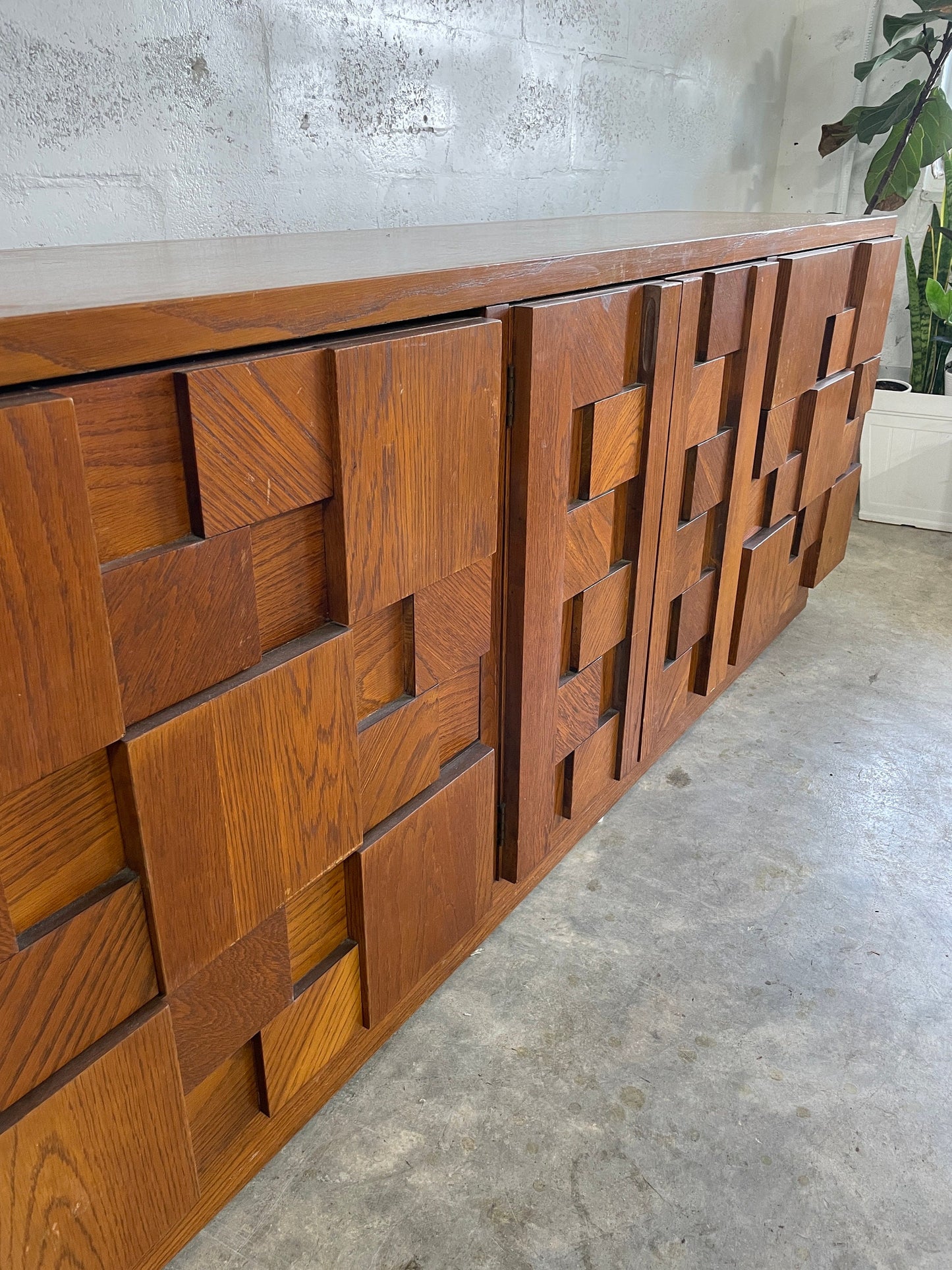 Mid Century Brutalist Credenza or Dresser by Lane