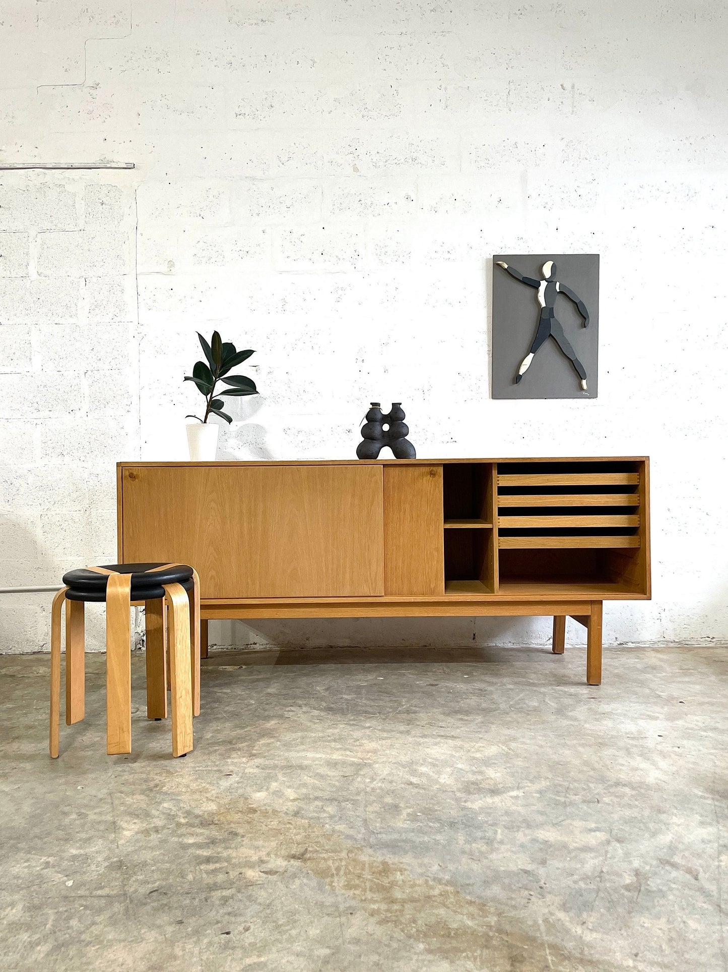 Danish Mid Century Modern Oak Credenza or Media Console