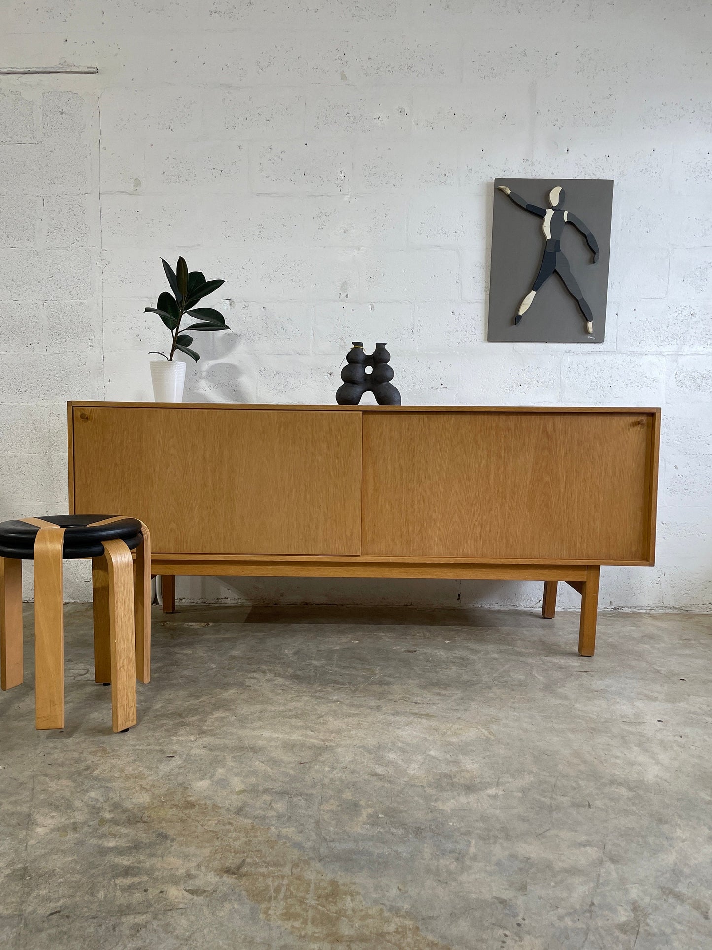 Danish Mid Century Modern Oak Credenza or Media Console