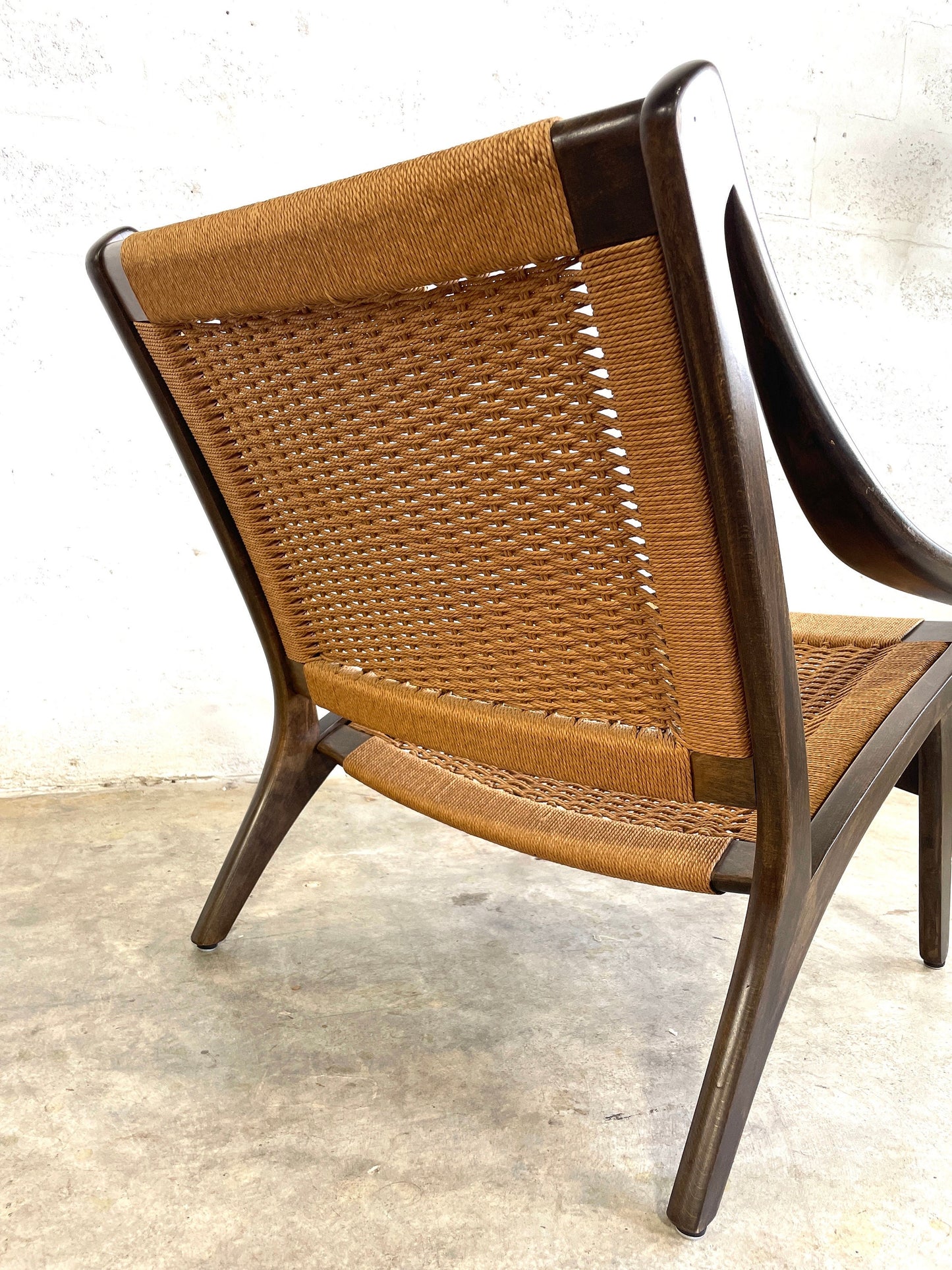 Rare ILLUM WIKKELSO for N Eilersen Woven Lounge Chair Danish Modern