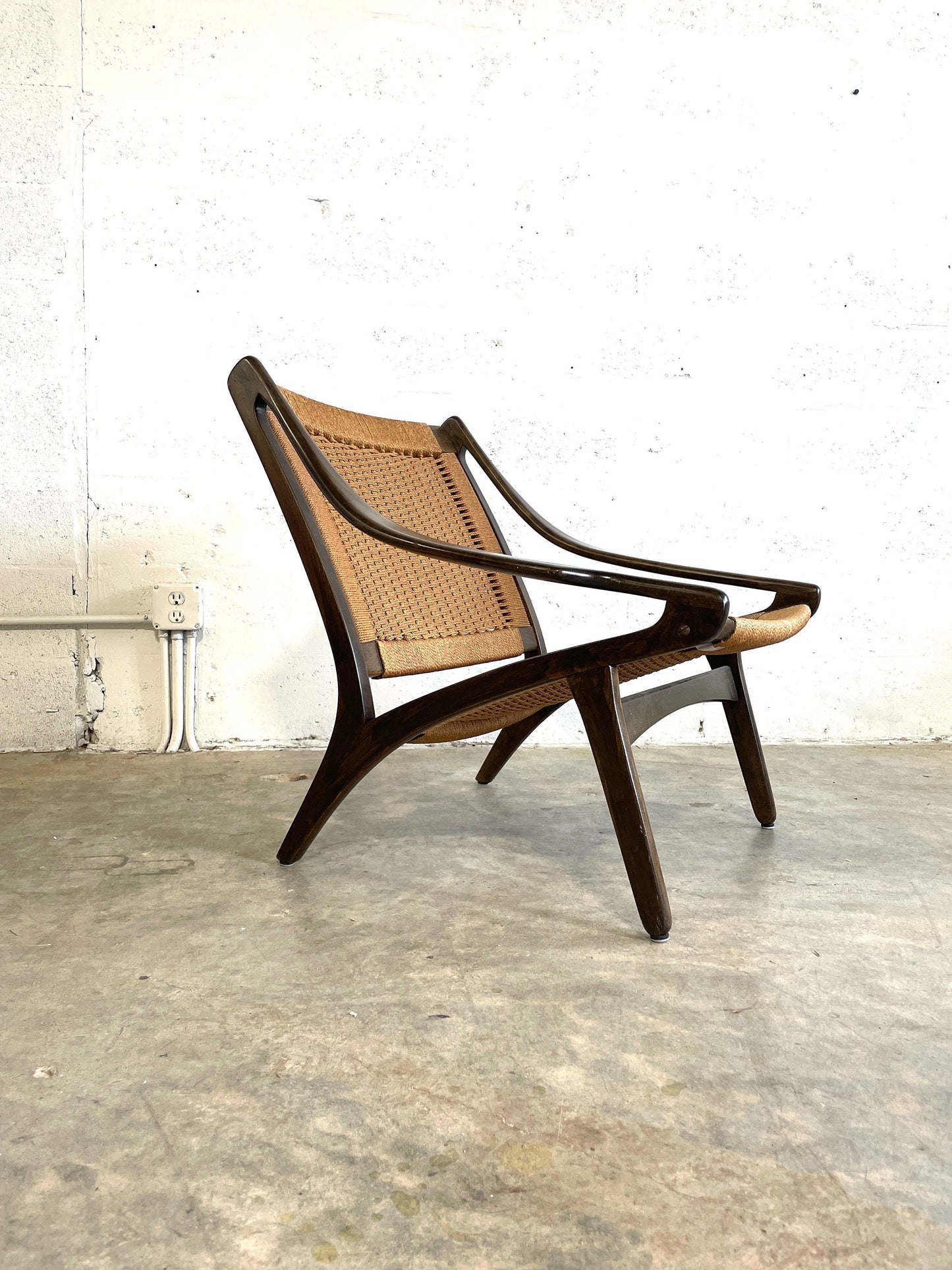 Rare ILLUM WIKKELSO for N Eilersen Woven Lounge Chair Danish Modern