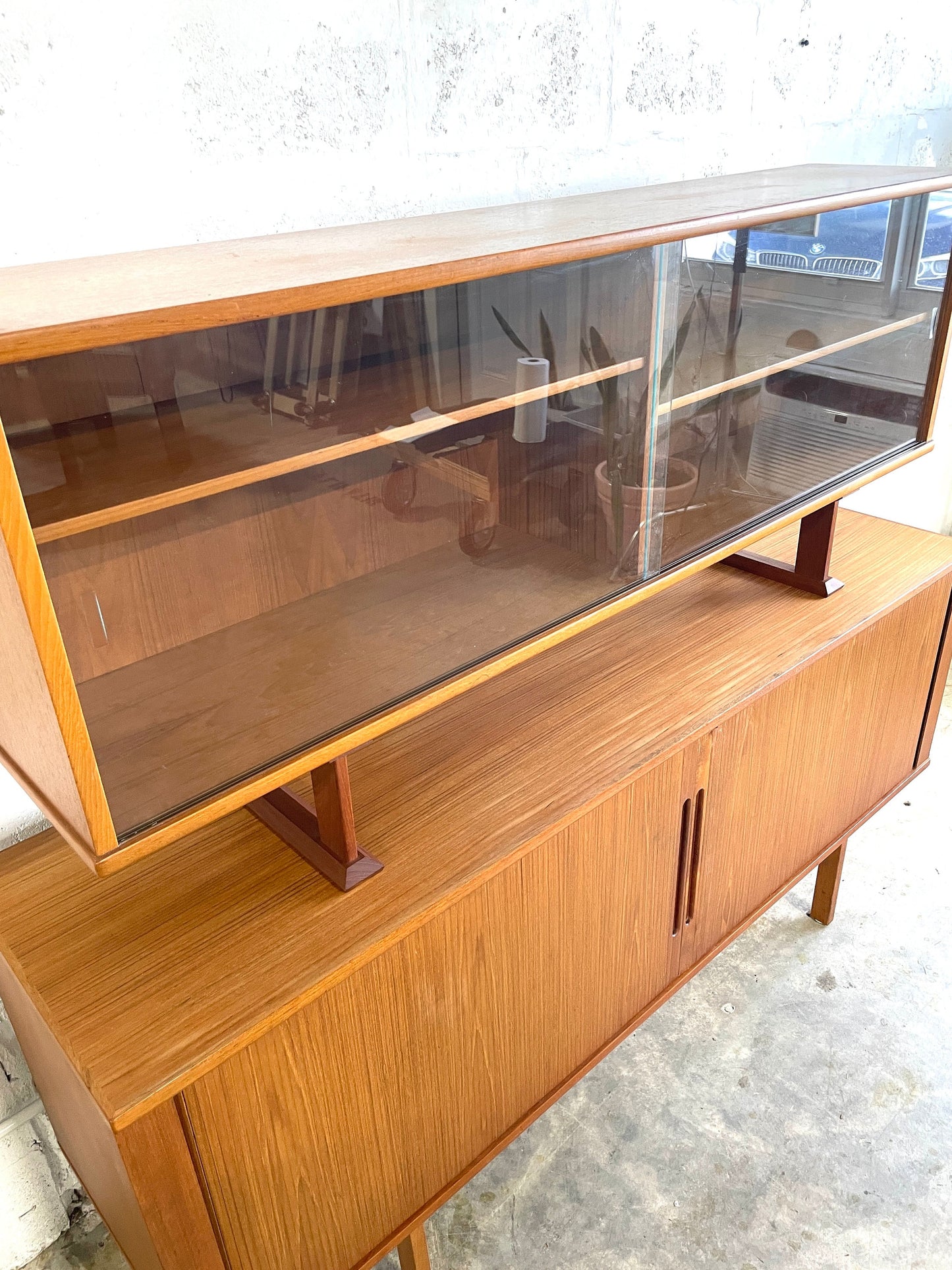 Danish Mid Century Modern Credenza and Hutch or China Cabinet